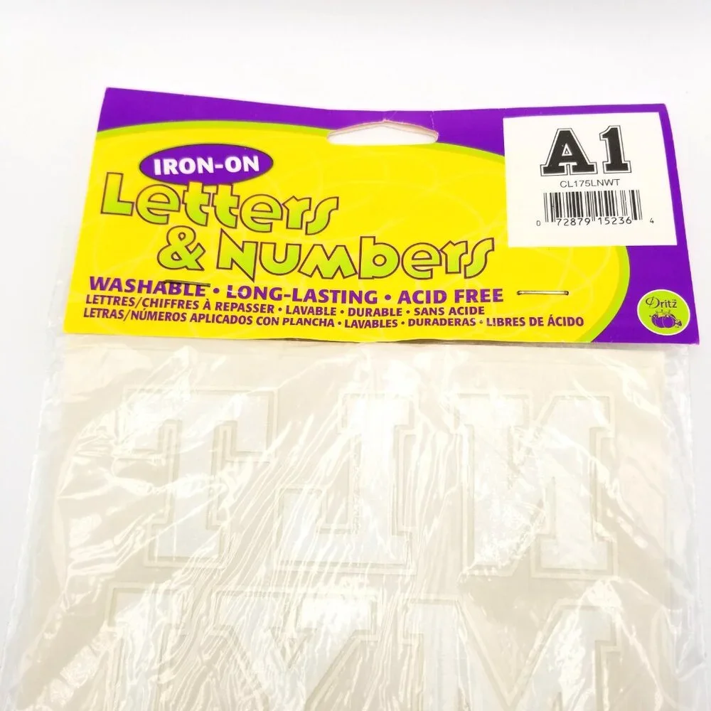 Dritz Iron On Letters & Numbers White 1 Inch A1 Sheet New